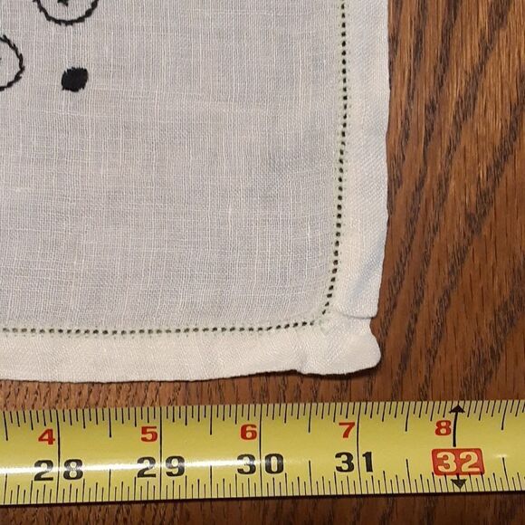 This beautiful linen 31" sq. table cloth is Unfinished embroidered project. - Picture 7 of 10